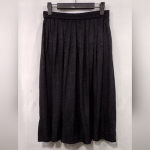 Paisley 100% Silk Skirt Women's Black 8 Retro Casual Beach Vacation Minimalist